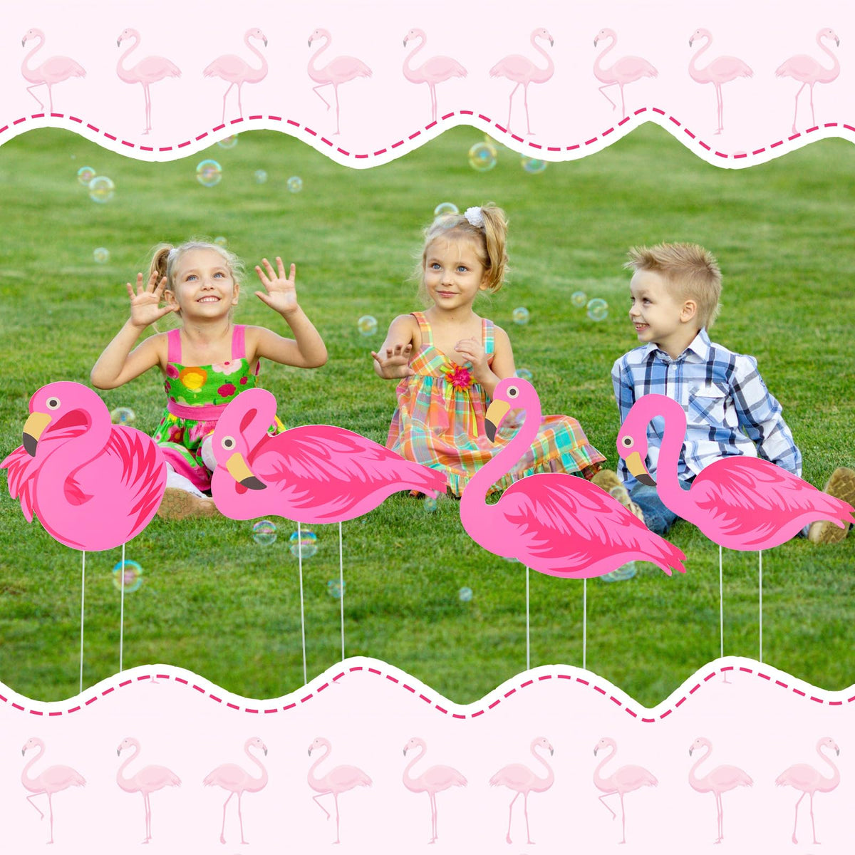 Yuntau flamingo photo props create fun summer backdrops.