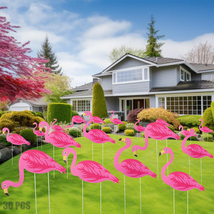 Yuntau pink flamingo yard sign with stake for outdoor decor and party use
