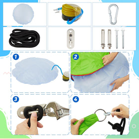 Inflatable pod cushion and hook assembly for easy setup and comfort with Yuntau.