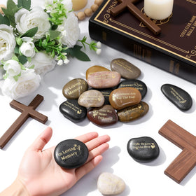 Yuntau memorial stone in multiple colors enhances table decor.