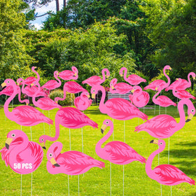 Yuntau pink flamingo yard signs for vibrant outdoor decor.