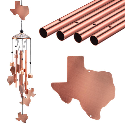 Yuntau Texas map wind chime in brass tone for garden ambiance