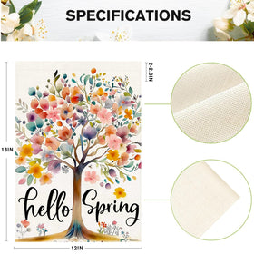 YUUIKLLE Hello Spring Garden Flag back view showcases double-sided design for consistent message.