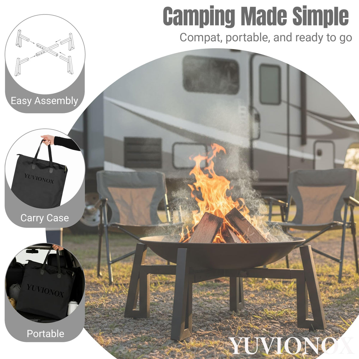 YUVIONOX stand ready for outdoor use with compatible pits