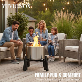 YUVIONOX sturdy metal base elevates a fire pit for stable use