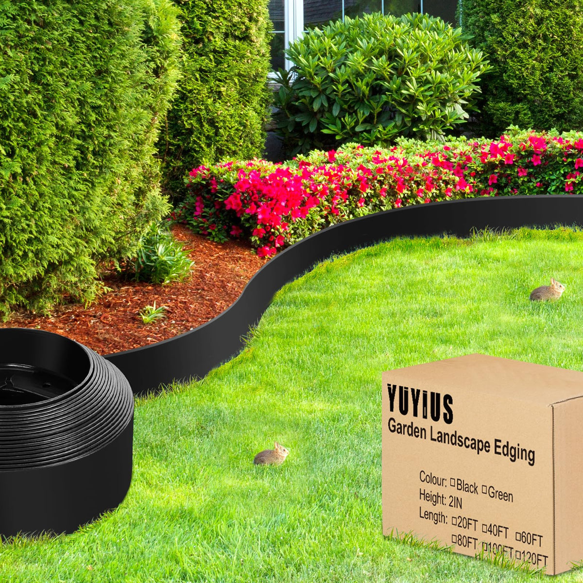 YUYIUS 40ft edging kit ideal for defining flower beds and lawn boundaries.