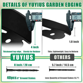 YUYIUS no-dig edging kit with 40 stakes enables quick, tidy garden installations.