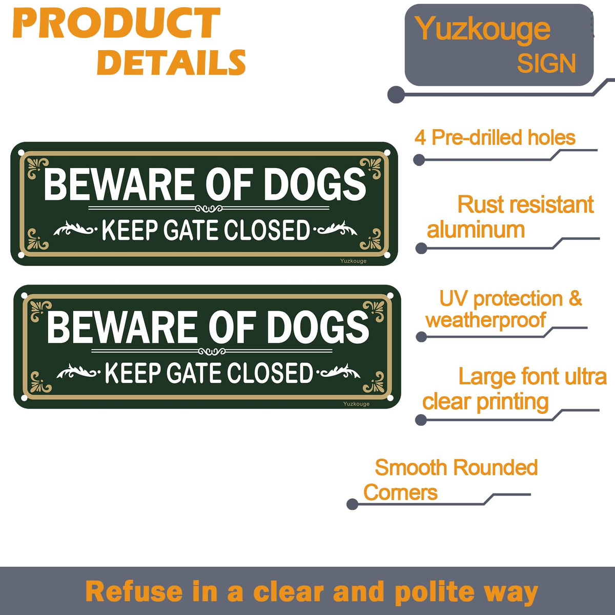 Yuzkouge UV-ink sign maintains vibrant colors in sun and rain.