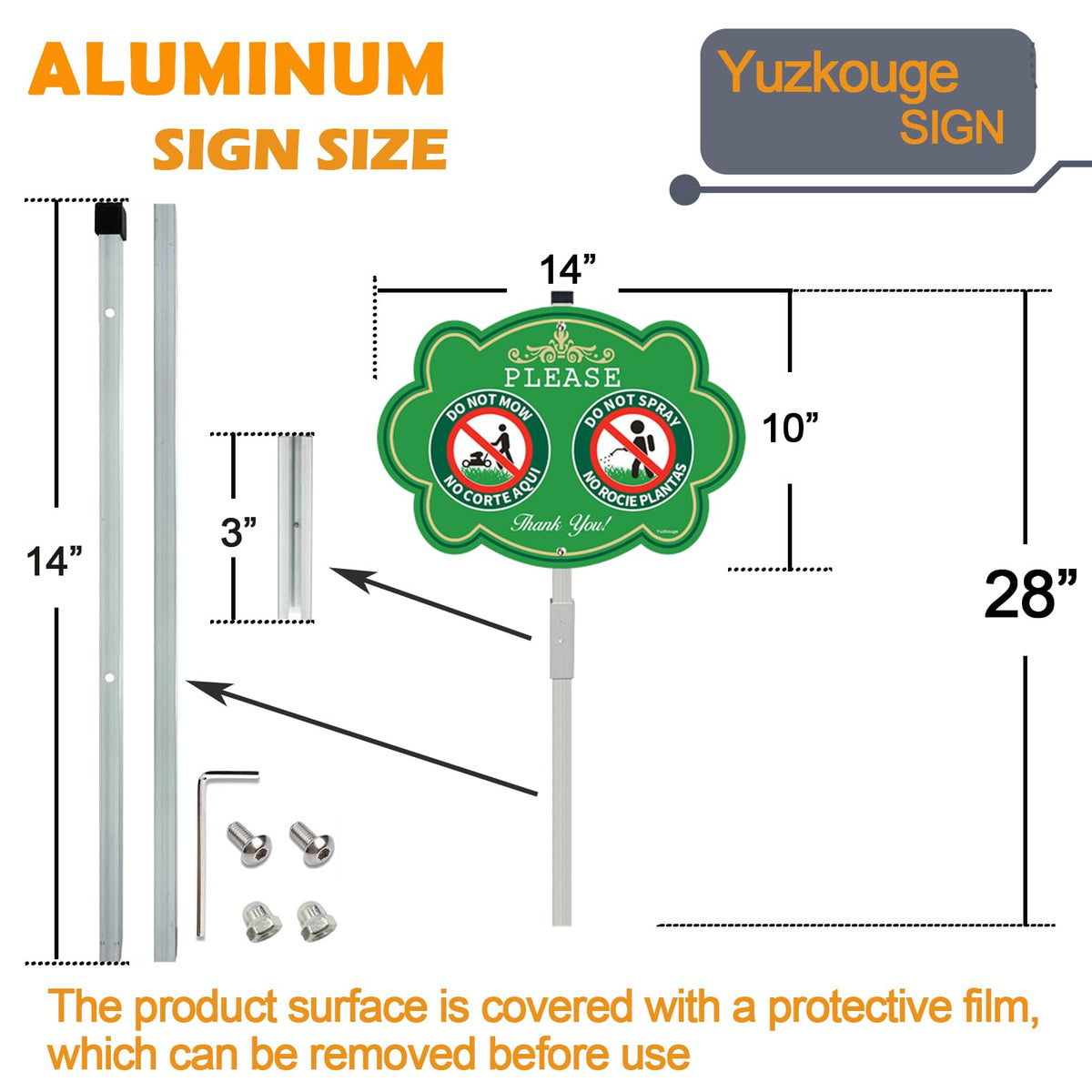 Yuzkouge detachable 28-inch stake supports easy installation and stable outdoor display.