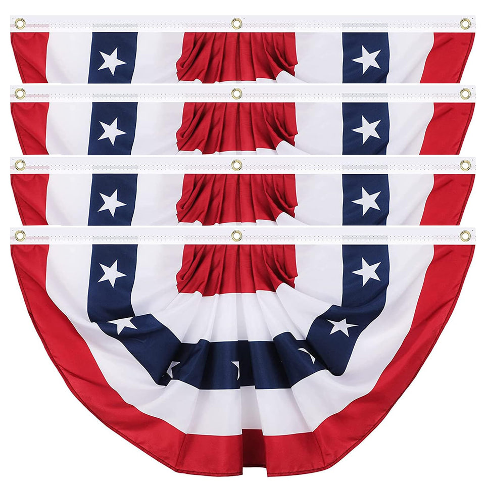 YVIVIJUV American pleated fan flag 3x6ft for outdoor decoration with vibrant colors.