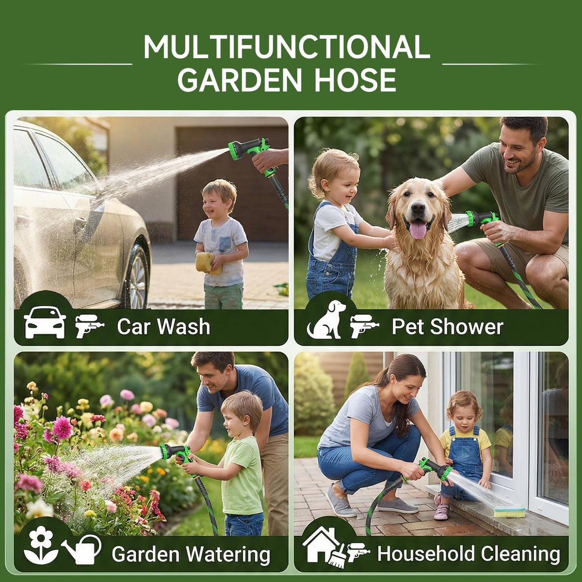 YWGGS 10-function nozzle adapts from mist to jet for versatile tasks.