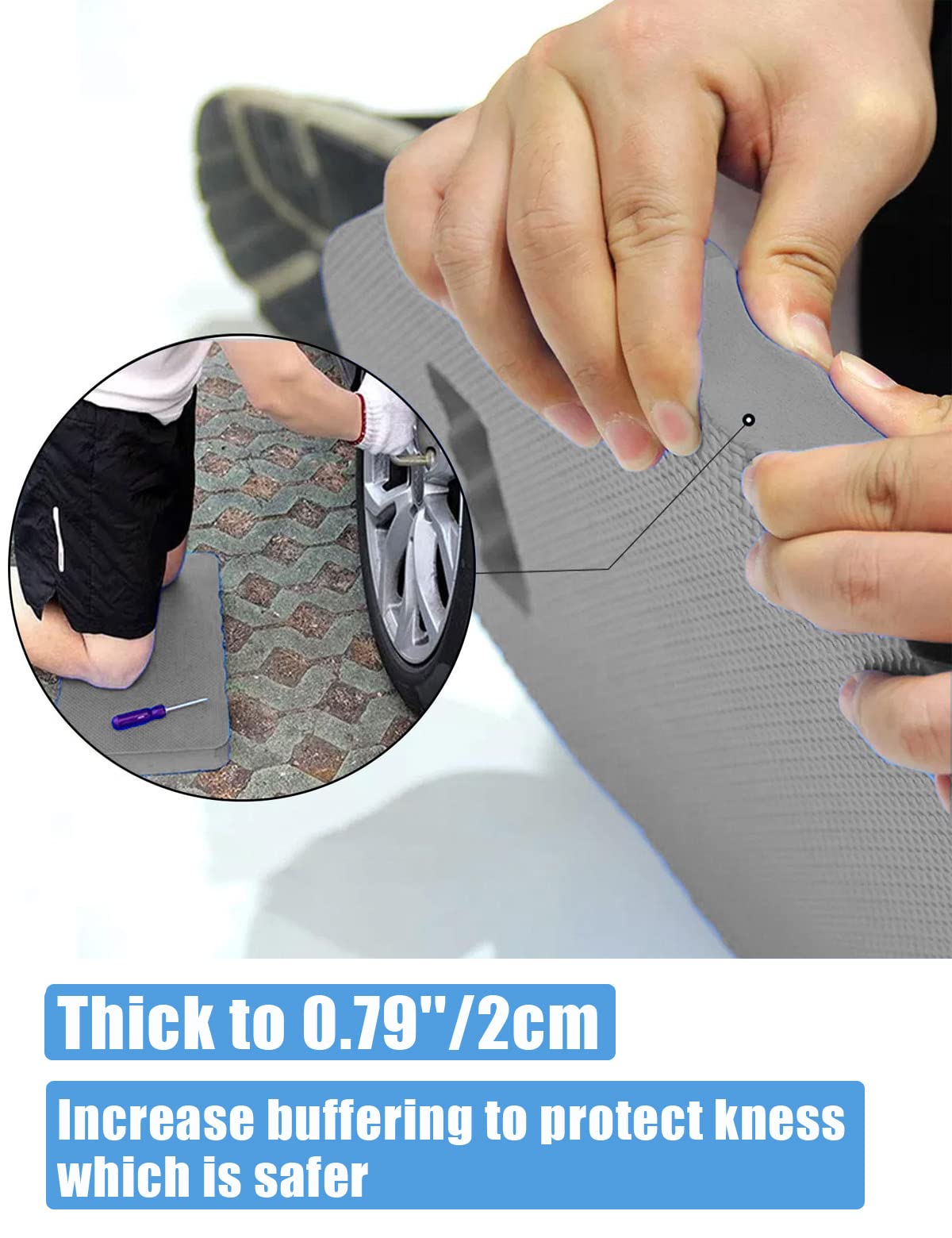 YWSHF knee pad handle slot enables quick transport around the yard