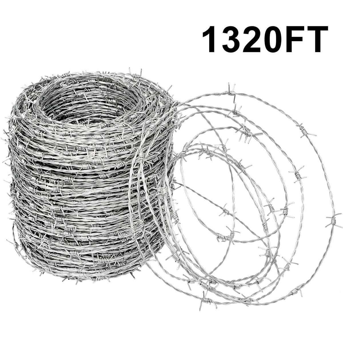 YXJSTO 18ga galvanized barbed wire resists rust in outdoor fencing.
