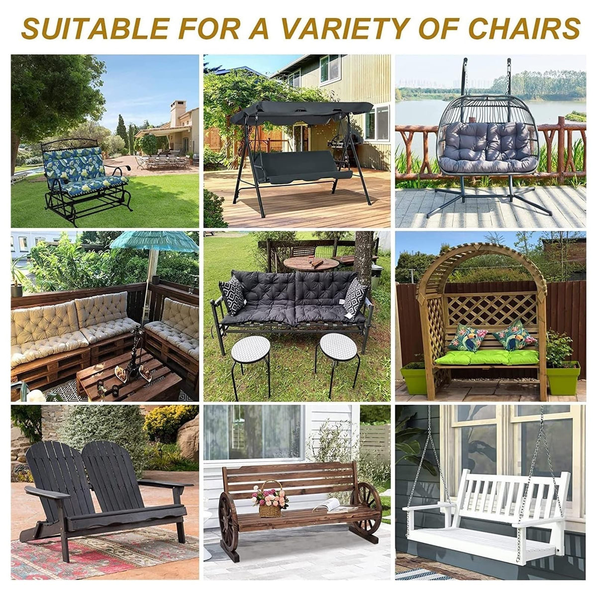 YXMKJOS large 3-seat dimension fits most porch swings for comfortable seating.