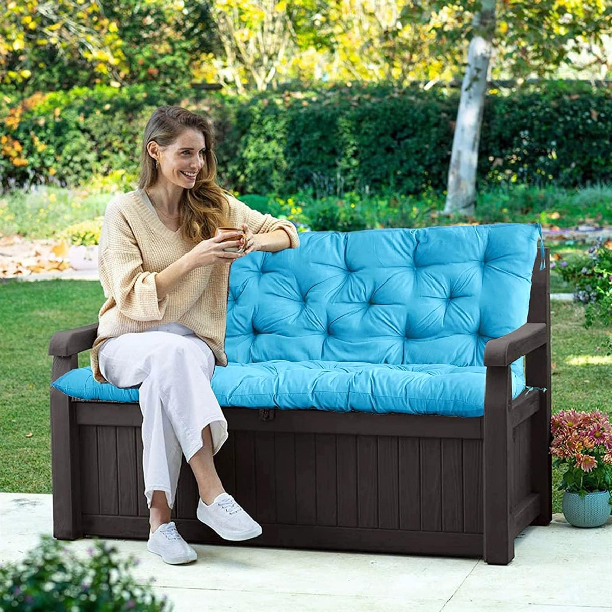 YXMKJOS outdoor porch scene highlights weatherproof comfort for relaxing moments.