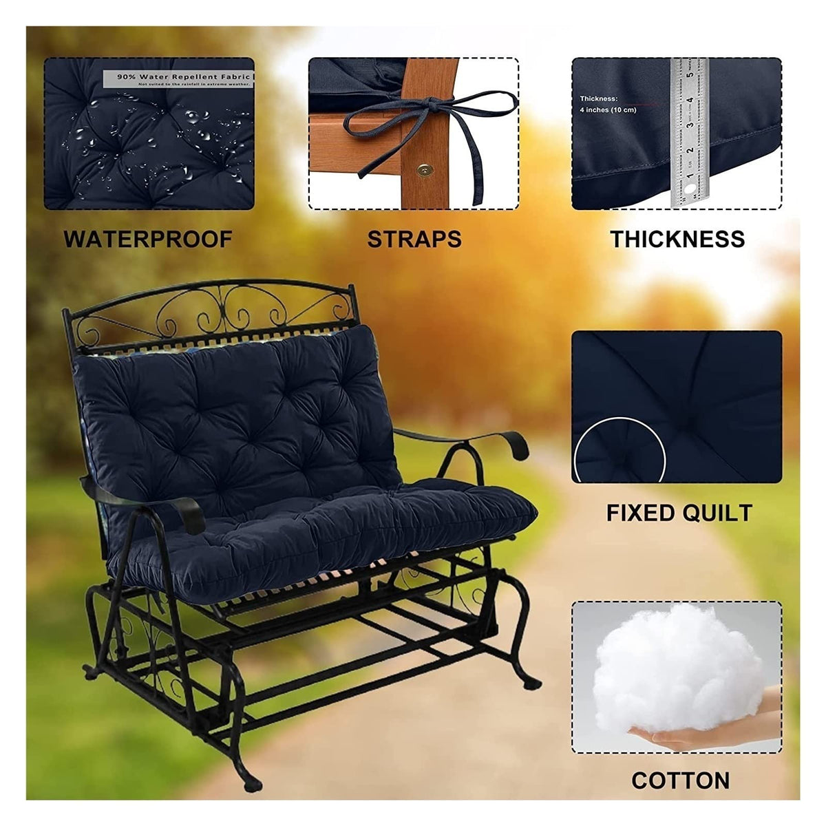 YXMKJOS swing cushion 2-seater for cozy garden seating and easy maintenance