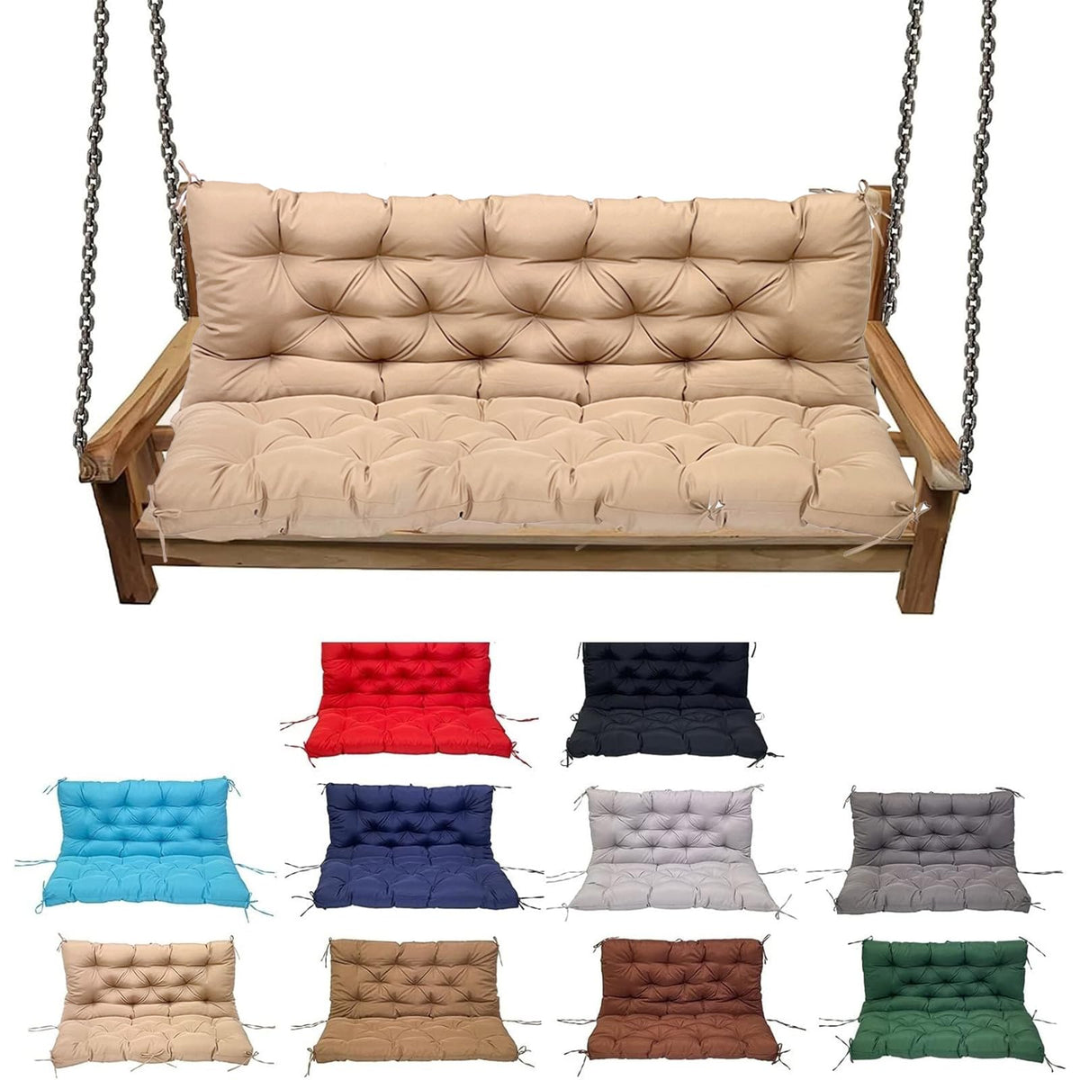 YXMKJOS 3-seat swing cushion with backrest for outdoor comfort and support.