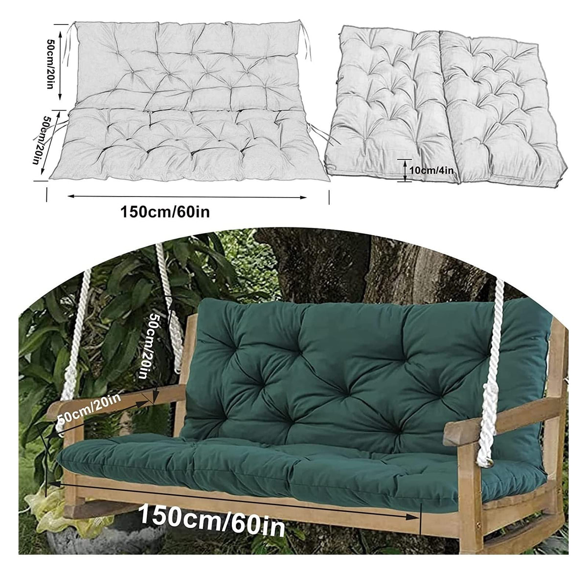 YXMKJOS terrace cushion 60x40x4 inches for 3-seat setups.