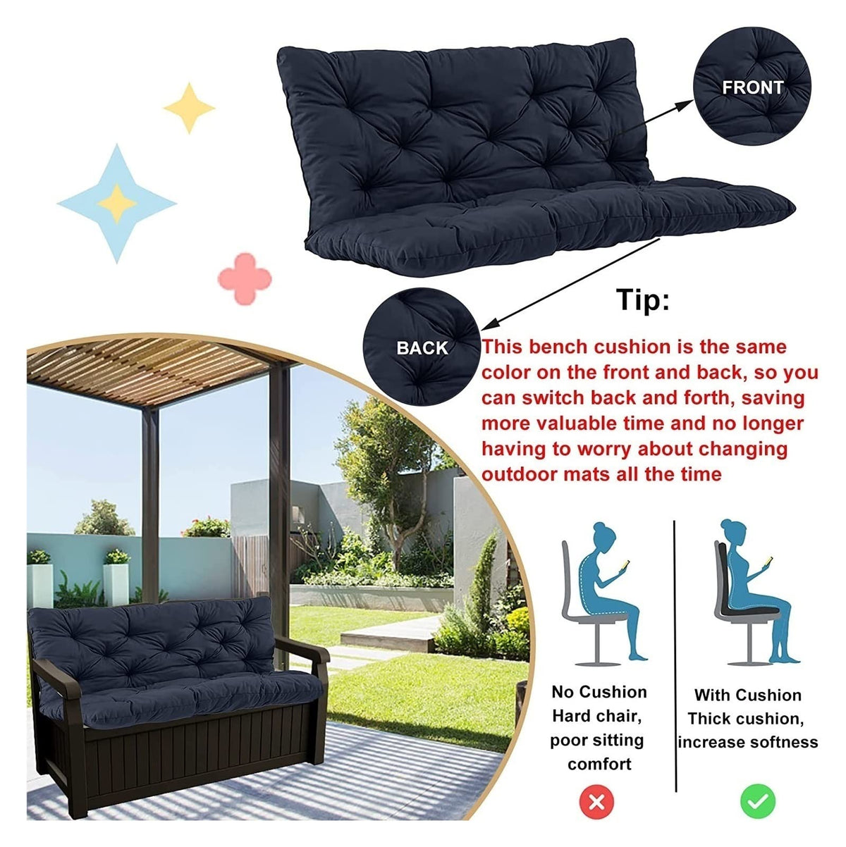 YXMKJOS waterproof outdoor bench cushion for all-weather use