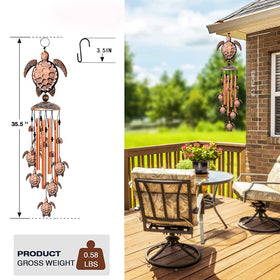 YXOTJHS Turtle wind chime shows rings and S-hooks for easy hanging.