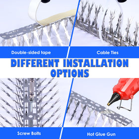 YXYBST bird-spikes close-up shows patent-pending, multi-directional coverage