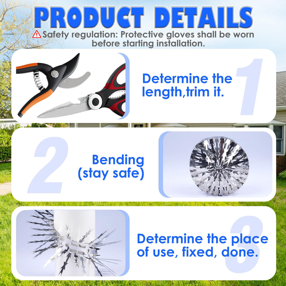 YXYBST stainless steel spikes with 64 points reduce nesting on ledges