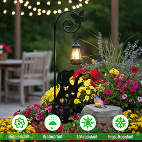 YY Gardenia weatherproof solar lantern shines year-round in outdoor settings.