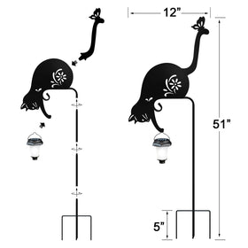 YY-Ladybug cat holding solar lantern stake garden stake with ambient illumination