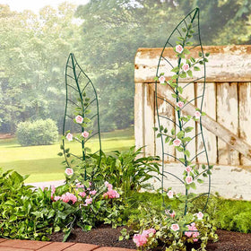 YY-Ladybug green leaf trellis with rust-resistant coating for durability.