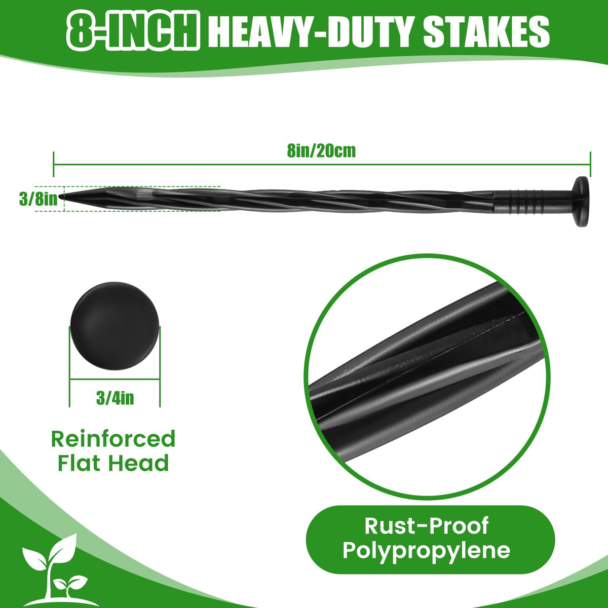 YYAYYA rust-free nylon stakes lasting for durable garden borders.
