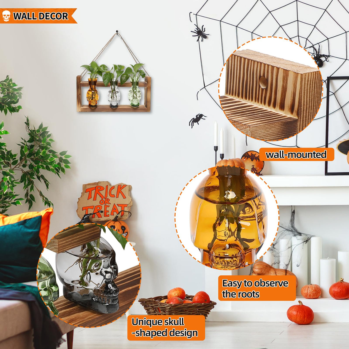 YYHglass colored glass skull terrarium adds visual interest for home hydroponics