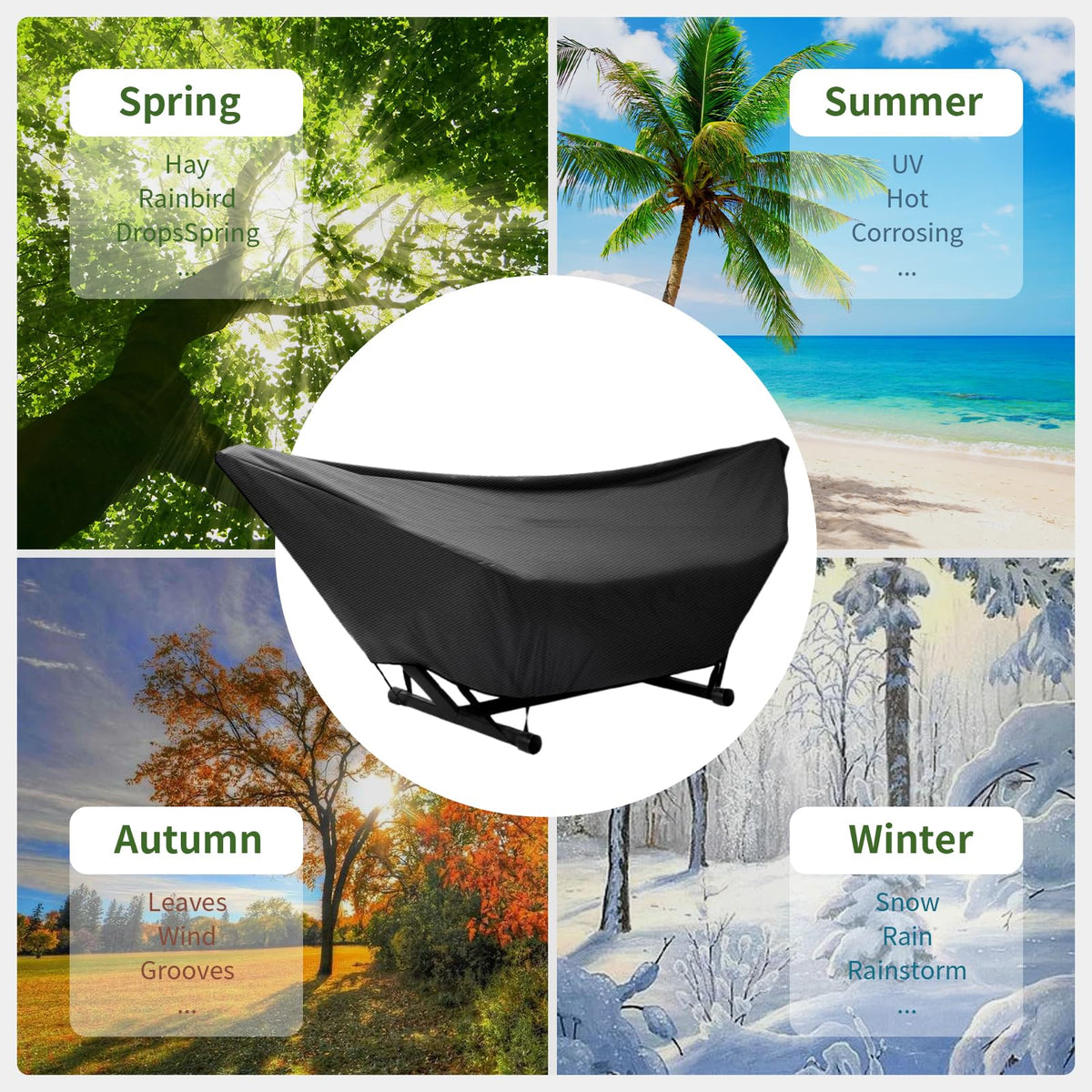 Dimension check guide helps select the right hammock cover size