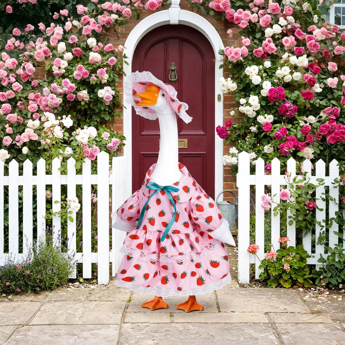 Yymobt porch goose outfit adds festive charm to patio.