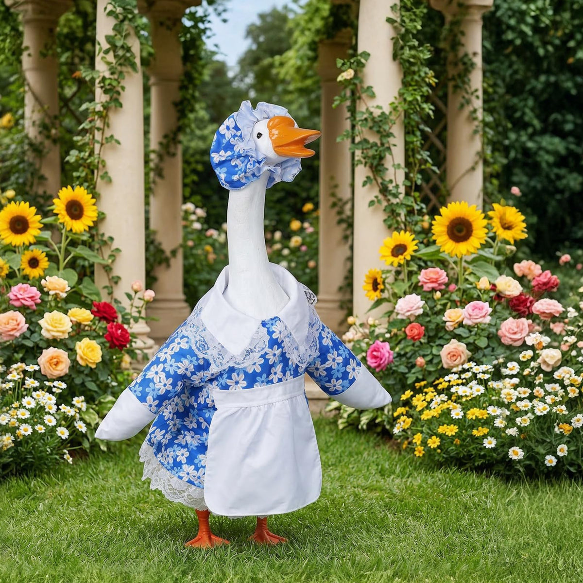 Yymobt porch goose floral decor brightens yard for spring celebrations.