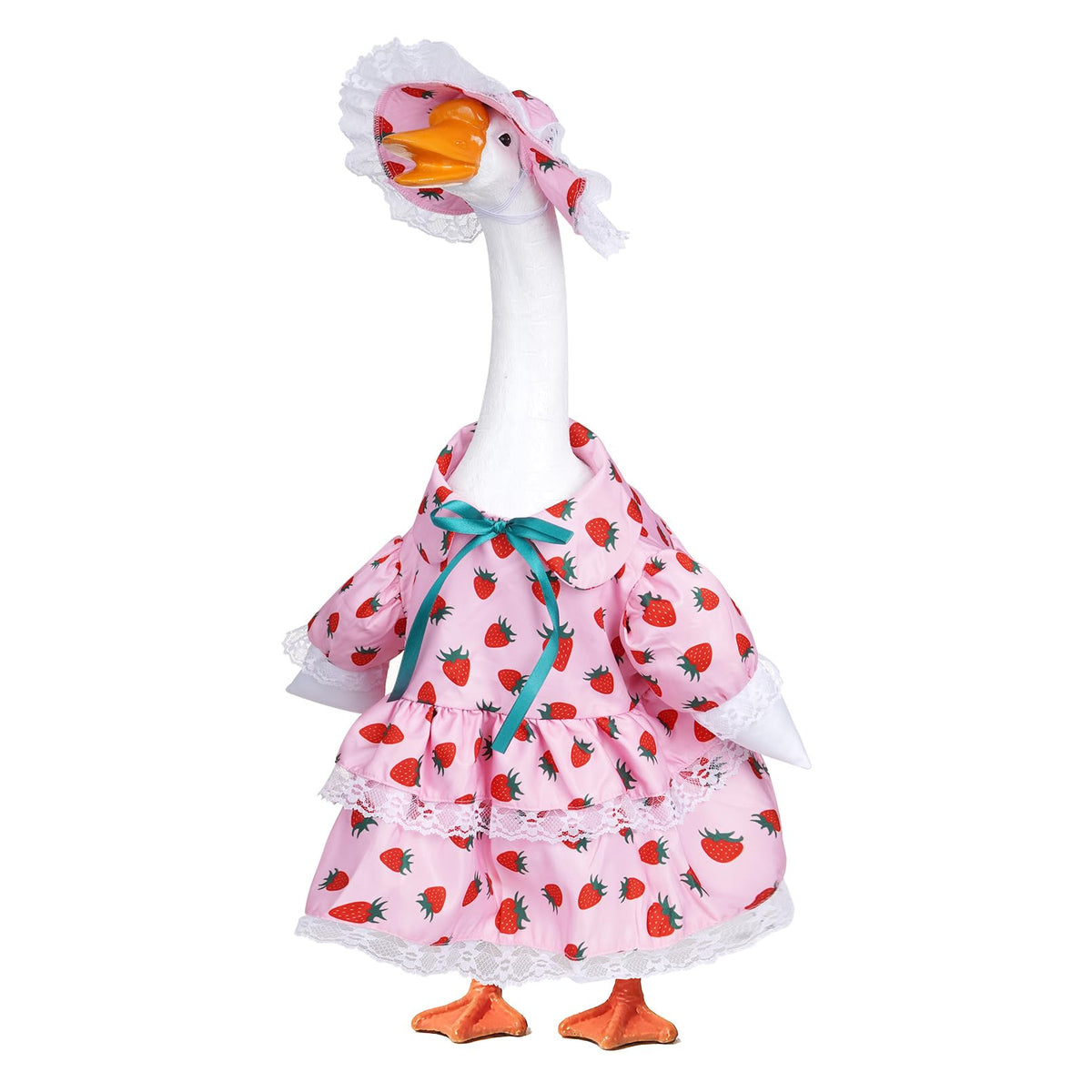 Yymobt strawberry goose outfit on 23-inch statue boosts porch appeal.