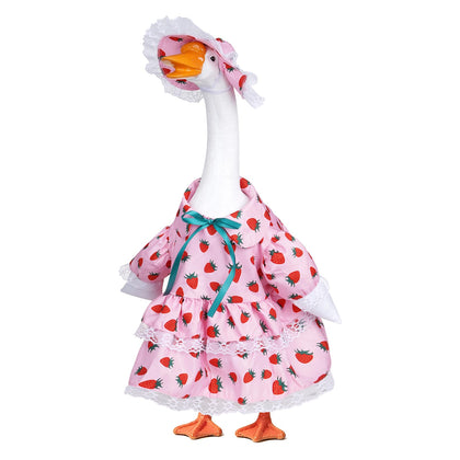 Yymobt strawberry goose outfit on 23-inch statue boosts porch appeal.