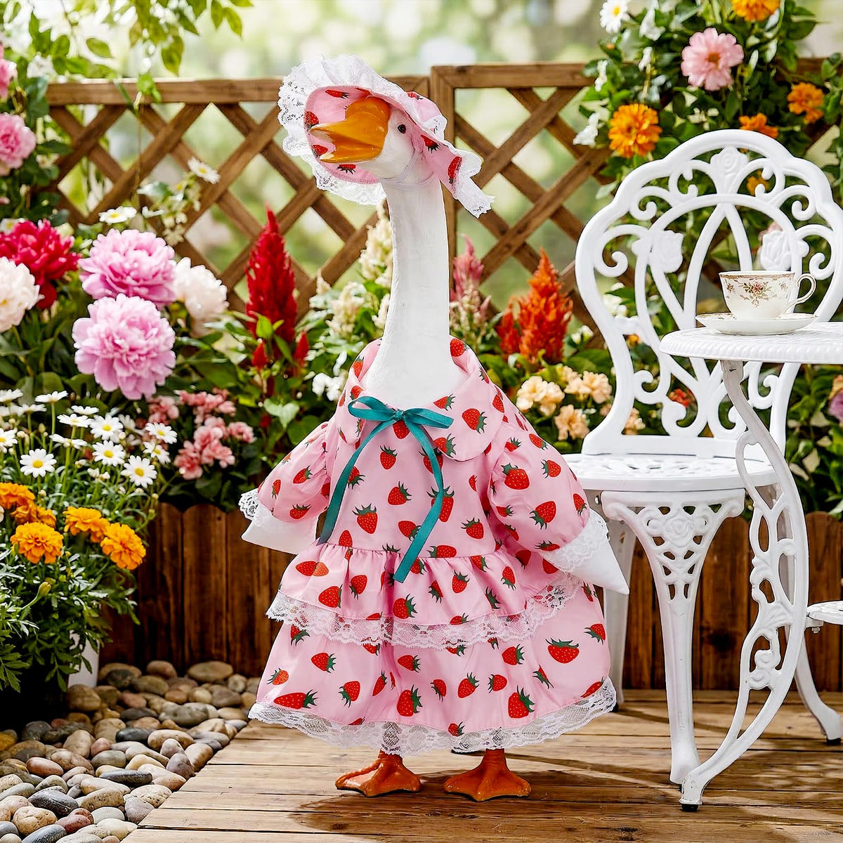 Vibrant spring colors brighten garden decor with Yymobt goose ensemble.