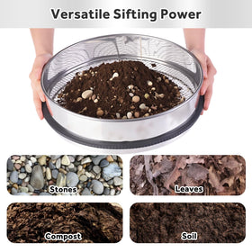 YYPTIEN reinforced cross-bracing adds rustproof durability during sifting.