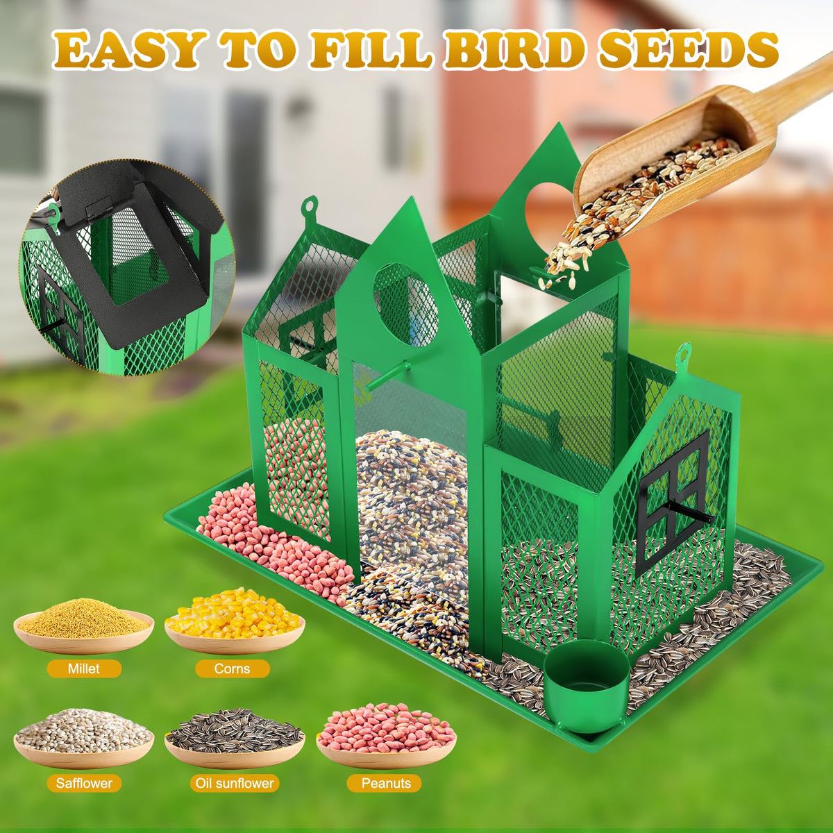 YYWMWM Drainage and ventilation design keeps seed fresh for birds