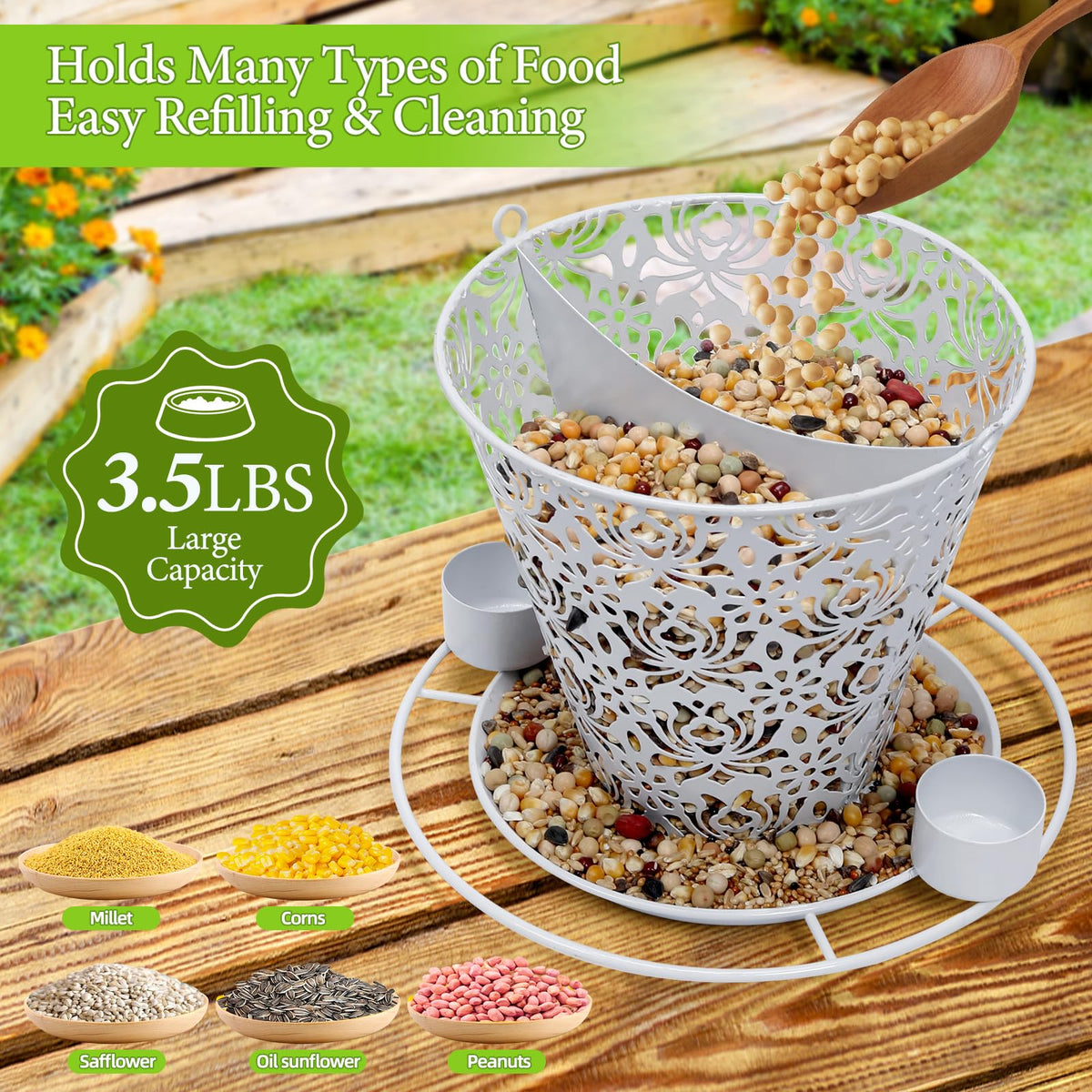 YYWMWM Top-fill feeding window for quick, convenient refilling with different seeds.