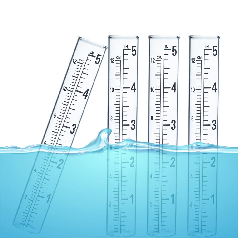 YZDTECH 5-inch glass rain gauge tube with clear measurement marks.