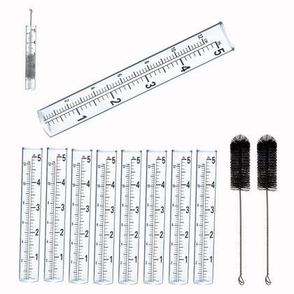 YZDTECH 8-pack glass rain gauge tubes for easy yard weather tracking.