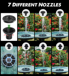 Yzert solar fountain 2200mAh battery powers overnight operation