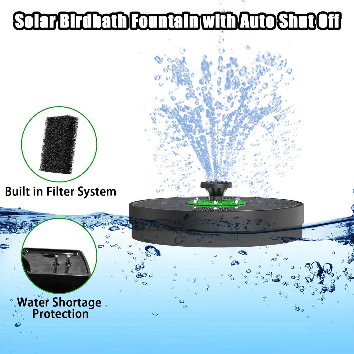 Yzert seven-nozzle fountain offering eight spray styles
