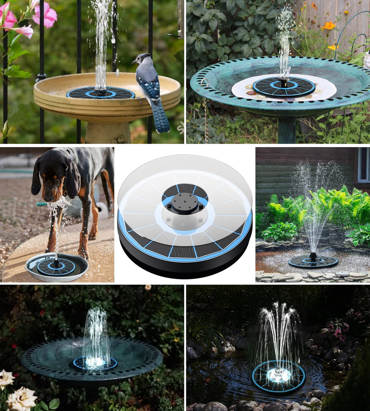 Yzert solar fountain anti drift design keeps spray centered