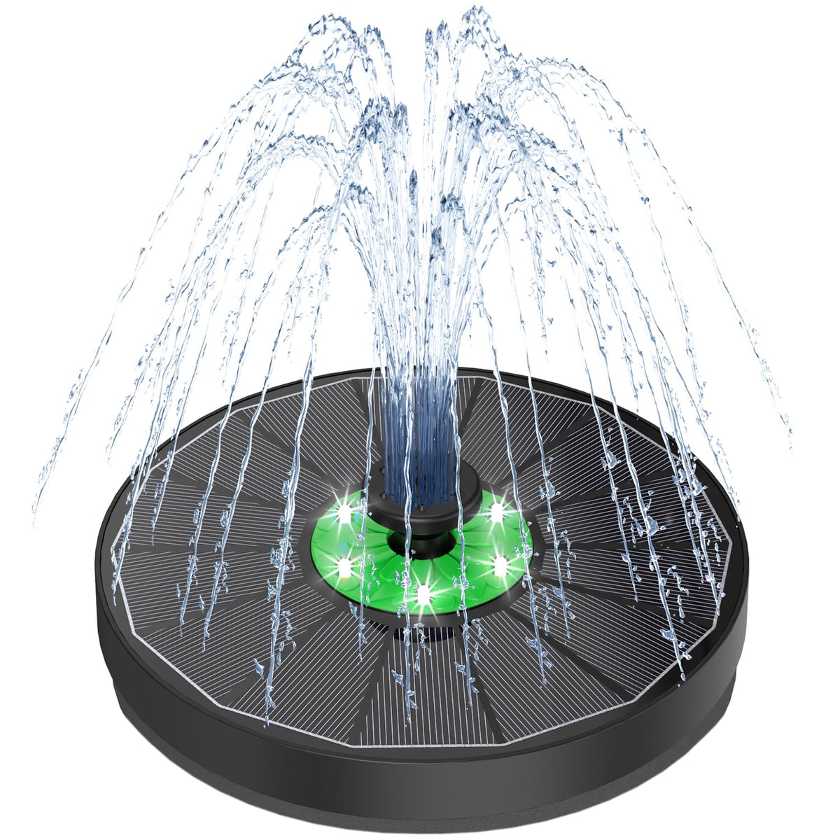 Yzert solar fountain with green flower design enhancing daytime bird activity