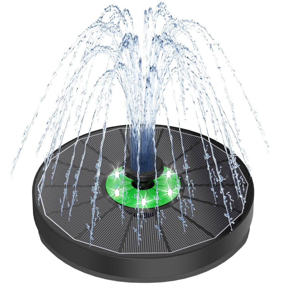 Yzert solar fountain with green flower design enhancing daytime bird activity