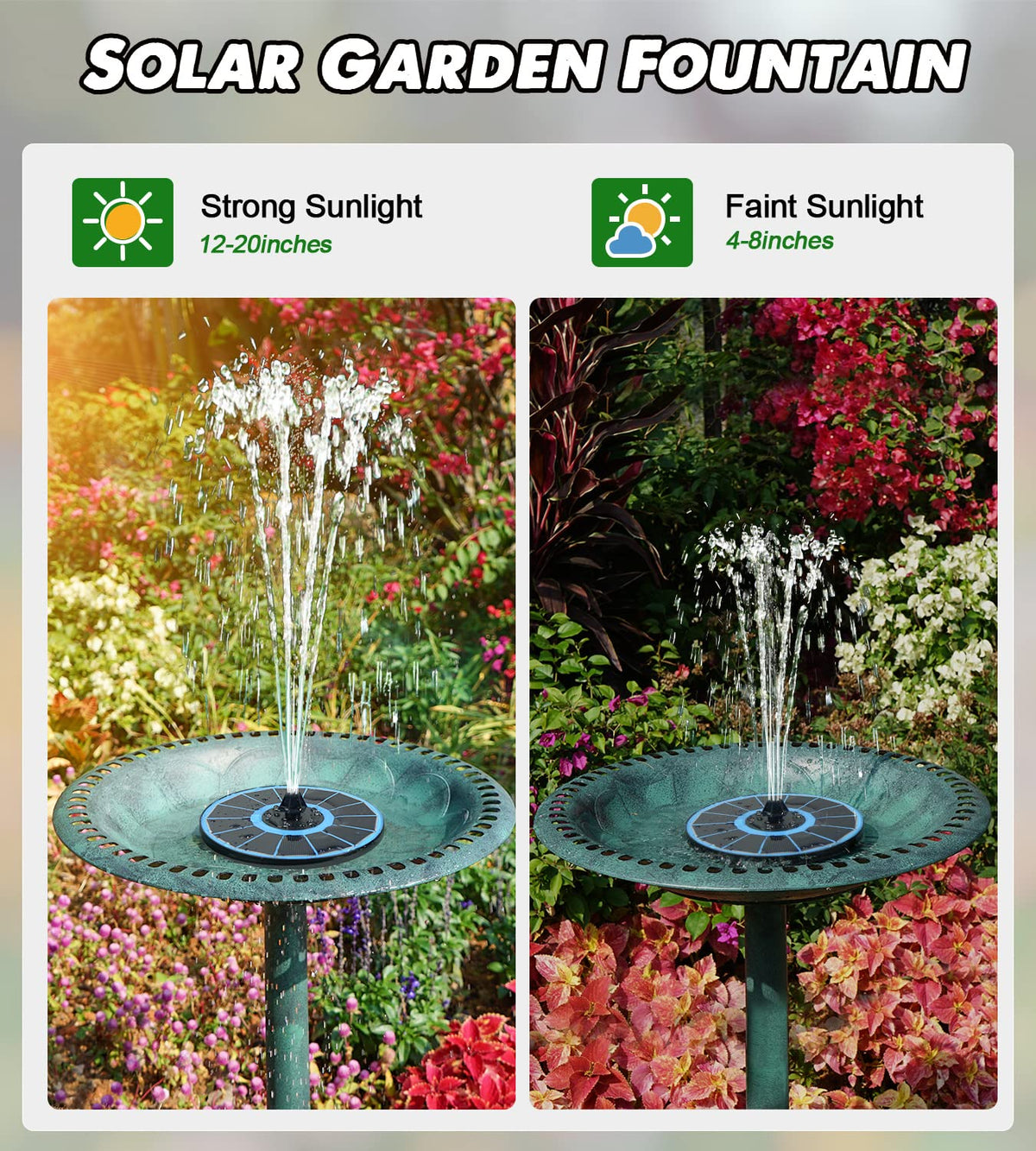 Yzert solar fountain three filter sponges reduce clogging and maintenance
