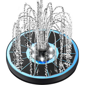 Yzert solar fountain glass panel in blue showcases clear water display and easy cleaning