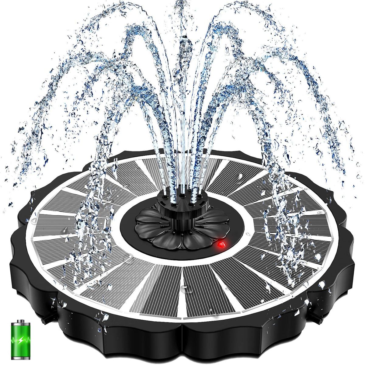 Yzert solar fountain indicator light shows battery status for easy monitoring.
